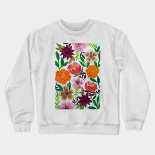 Watercolor pressed flowers pattern Crewneck Sweatshirt